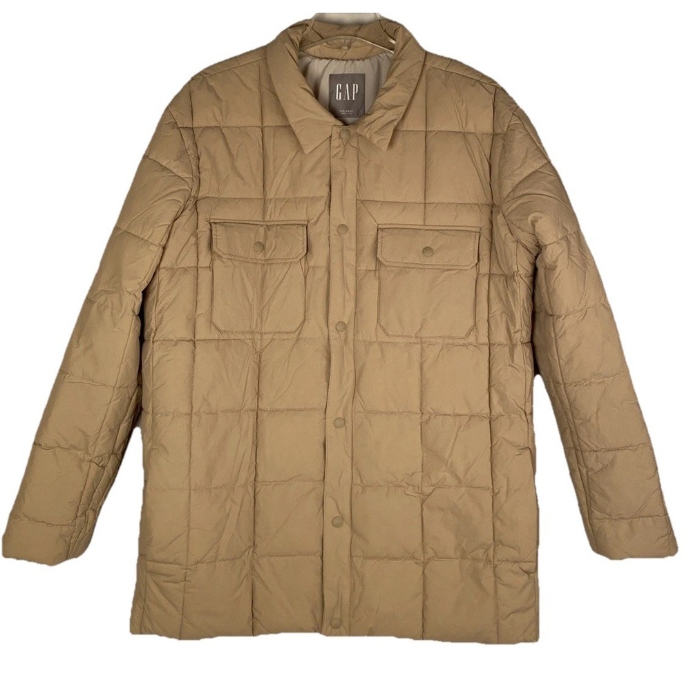 GAPโ Quilted Puffer Shirt Jacket XXL tan